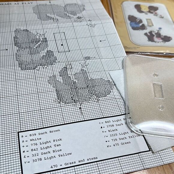 1984 FOND MEMORIES COUNTED CROSS-STITCH SWITCHPLATE  temples + kit - Picture 2 of 5